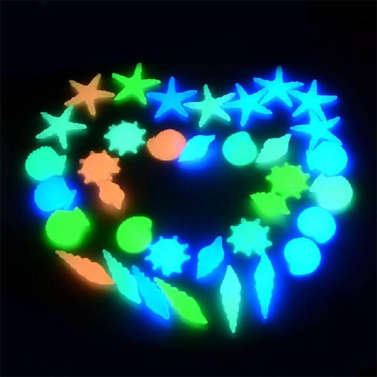 Glow in The Dark -Starfish Conch Shell Shaped Glowing Stones 20 Pieces. Decorative for Garden, Aquarium, Kids Crafts etc Glow in The Dark -Starfish Conch Shell Shaped Glowing Stones 20 Pieces. Decorative for Garden, Aquarium, Kids Crafts etc
