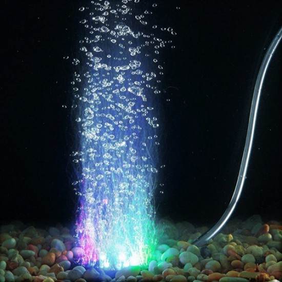 Aquarium Accessories Combo- Multicolor LED Light + Attached Air Stone for air Bubble + Air Pump + Pipe + T Connector 
