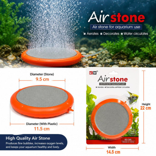 Aquarium Air Stone Disk Kit | Oxygen Bubble Diffuser with T Connector & Airline Pipe