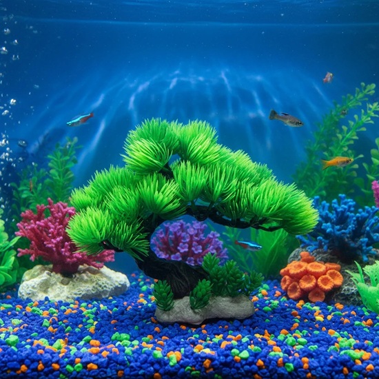 Artificial Green Tree Plant Aquarium Ornament – 7.5 Inch