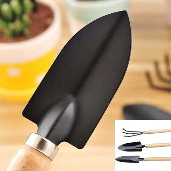 Wooden Handle Small Sharp Shovel Rake Mini Garden Tool Set (3 Piece Set)  Wooden Handle Small Sharp Shovel Rake Mini Garden Tool Set (3 Piece Set)