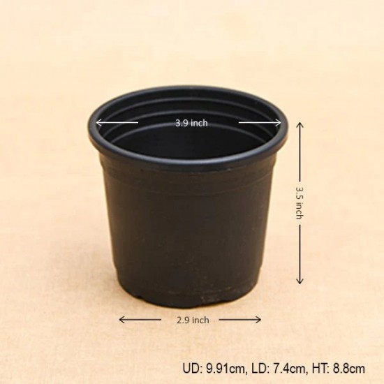 Nursery Grower Black Plastic Pot 4 Inch (6 Pcs. Set) | Durable and Long-Lasting Gardening Pots for Indoor or Outdoor Use | Perfect for Your Home Garden Nursery Grower Black Plastic Pot 4 Inch (6 Pcs. Set) | Durable and Long-Lasting Gardening Pots for Indoor or Outdoor Use | Perfect for Your Home Garden