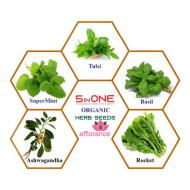 Organic Herb Seeds Easy To Sow And Grow (Pack of 5 Varieties).